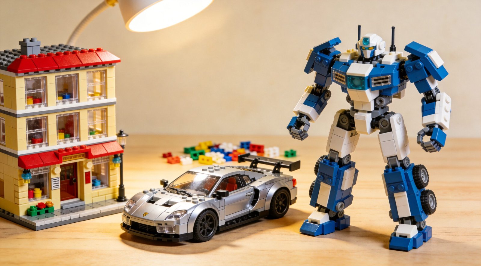 Готовые MOC-наборы: уличная сцена, спорткар и робот-меха