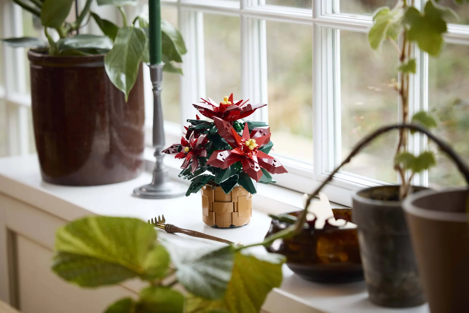 LEGO Poinsettia 10370 на подоконнике в интерьере