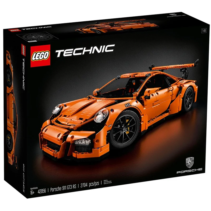 LEGO 42056 Porsche 911 GT3 RS вид сбоку на оранжевый кузов и диски