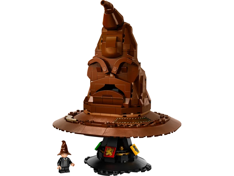 LEGO Говорящая Распределяющая шляпа 76429 на подставке с гербами факультетов