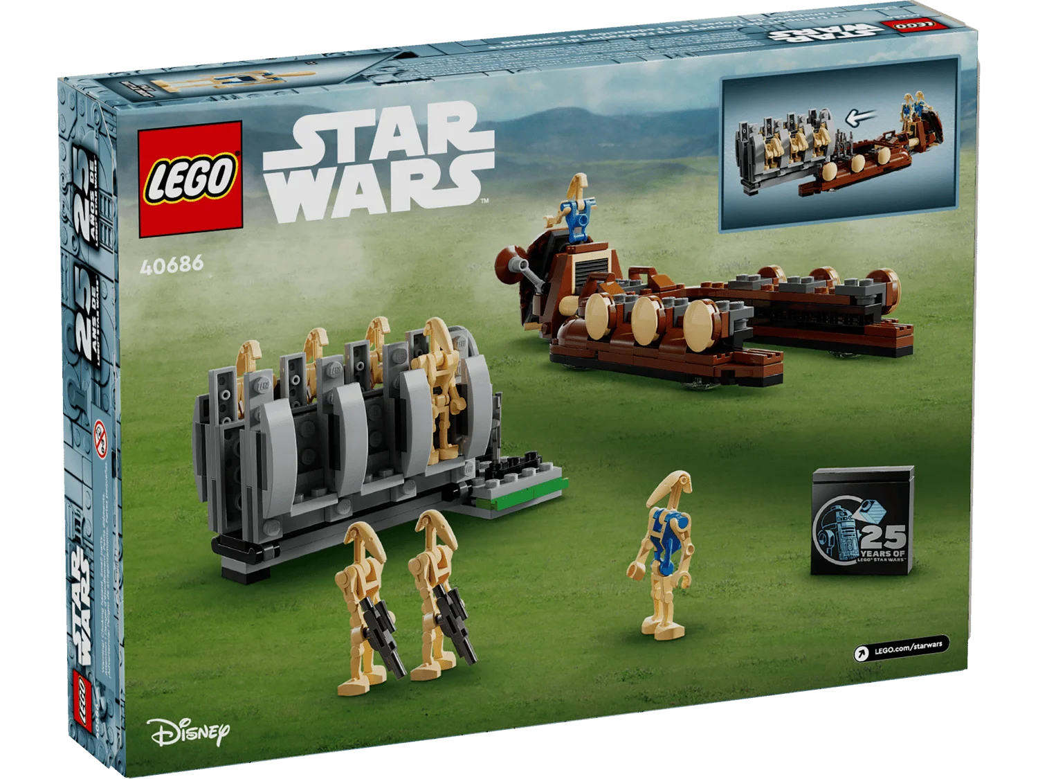 Схема и детали набора LEGO Trade Federation Troop Carrier 40686 с выдвижной стойкой