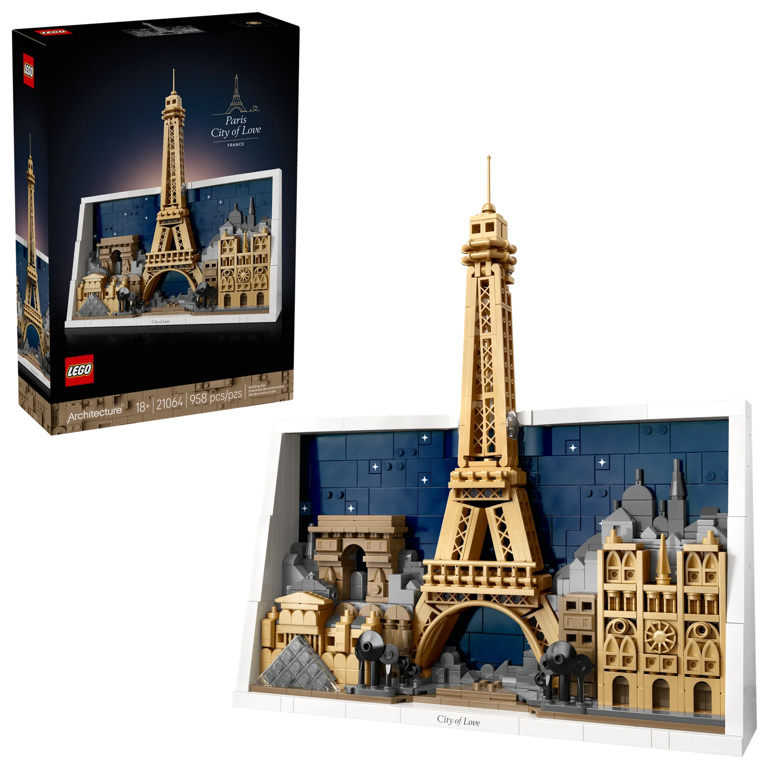 Коробка и готовый набор LEGO Paris City of Love 21064, 958 деталей