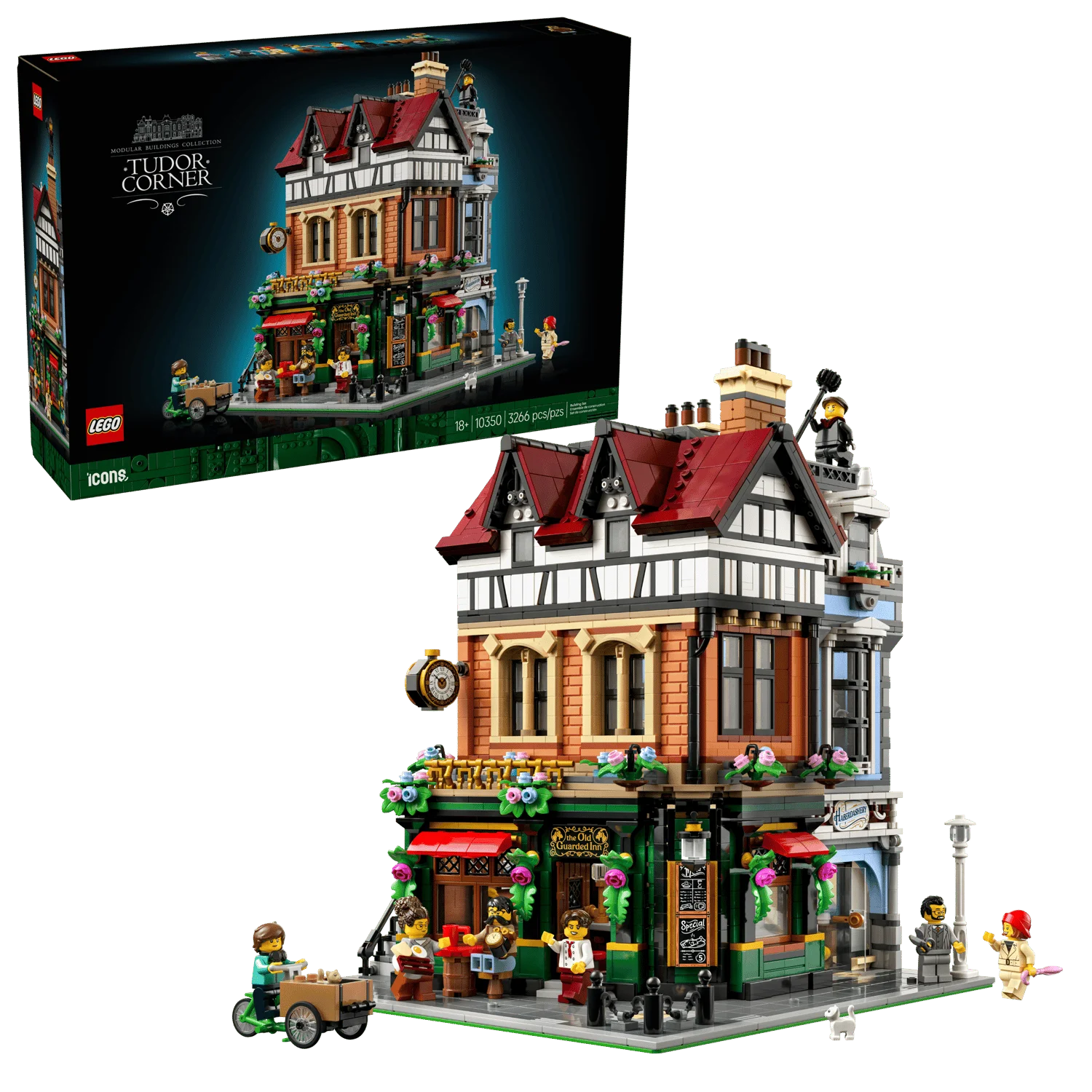 Коробка набора LEGO Tudor Corner 10350 3266 деталей